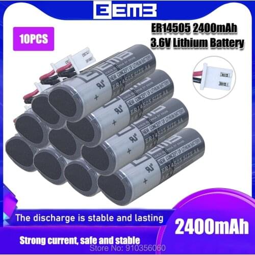 10pcs EEMB ER14505 3.6V ER14500 smart water meter with welding needle swiping card energy type lithium battery with plug