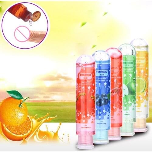 80ML Peach/Strawberry/Blueberry/Cherry/Orange Edible Flavor Water Based Lubricant Sex Anal Oral Gel Sex Lube for Couple Adult