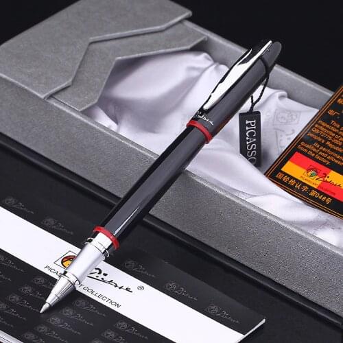 Pimio 907 Smooth Black and Red Rollerball Pen with Silver Clip High Quality Metal Ballpoint Pens with Original Case Gift Pen Set