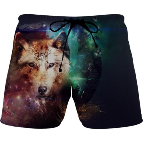 Shorts 2021 high quality polyester fabric men and women cool wolf 3D printed shorts loose cartoon casual beach summer shorts