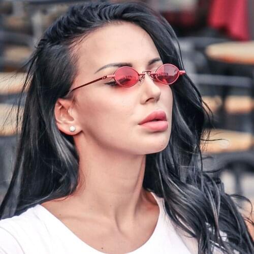 High Quality Narrow Smnall Oval Eyegalsses Men Woman Fashion Metal Frame Sun Glasses For Female Steam Punk Outdoor Oculos De Sol