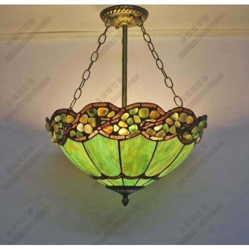 Mediterranean Painted Glass Chandelier Living Room Cafe Southeast Asia Creative LED Green Chandelier