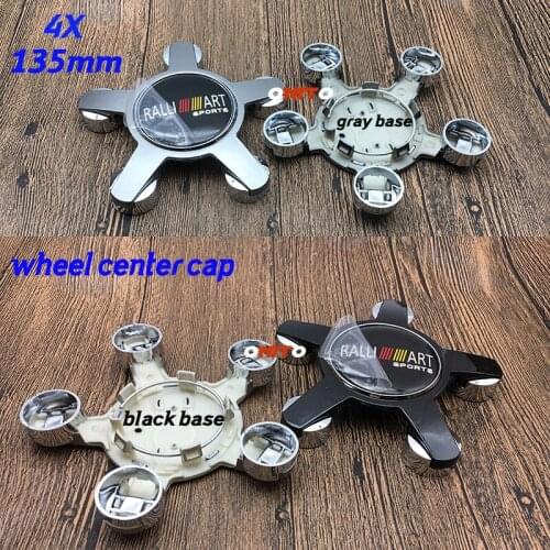 Car Styling 5claw 135MM Wheel Center Cap Rim Cover Hub Cap Ralli Art Logo Emblem Accessorie Black/gray for mintsubishi 4pcs/set