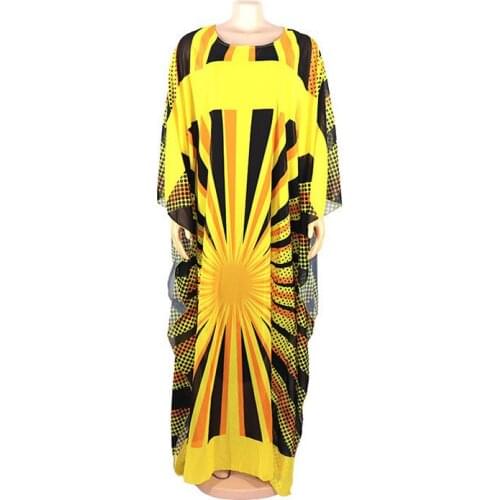 Loose African womens clothing Dashiki Chiffon material Color full drill Long dress Pearl chiffon + long inner skirt two piece
