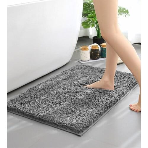 Thickened Bath Mat Solid Color Absorbent Shower Floor Mats Bathroom WC Toilet Rug Anti Slip Doormat Bedroom Carpet Chenille Mat
