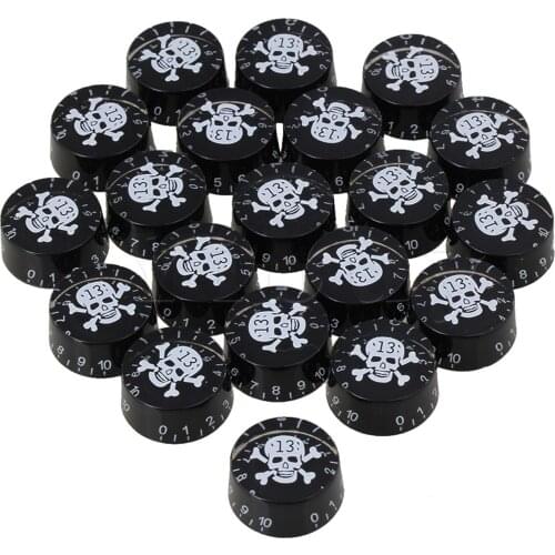 Yibuy 20pcs 6mm Dia Hole Electric Guitar Skull Plastic Control Speed Volume Knobs