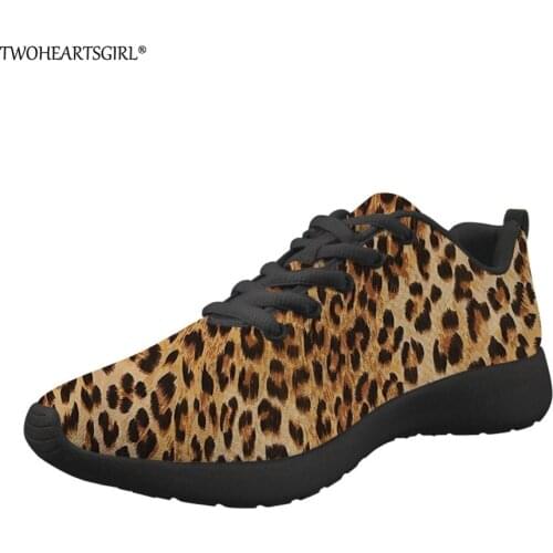 Twoheartsgirl Spring Women Flat Shoes Classic Leopard Print Female Light Sneakers Leisure Girls Breathable Lace Up Flats Zapatos