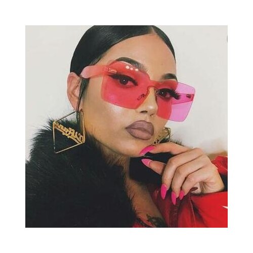 Oversized square sunglasses women yellow orange big large frameless oculos feminino trending product 2020 futuristic sun glasses