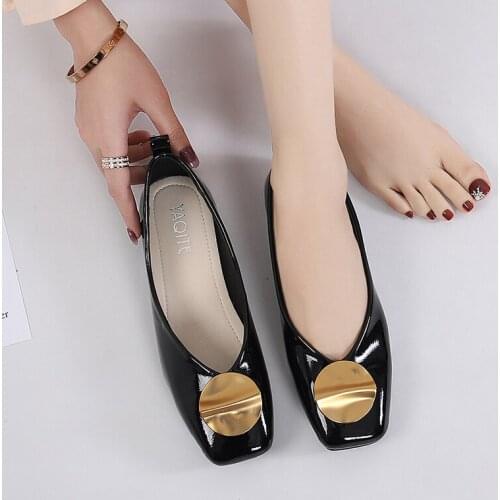 Metal sequins patent leather womens shoes Shallow Square Toe Flats Casual choussure femme shoes woman slip zapatos de mujer