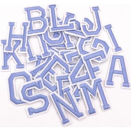 1pcs Blue Color English Alphabet Letter A-Z Applique Iron On letters Patch For Clothing Badge Paste For Clothes Bag Shoes