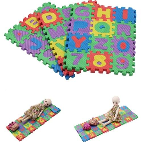 36 pcs Mini EVA BJD Dolls Foam Alphabet Numbers Floor Baby Play Mat 3D puzzle Kids Educational toys Accessories