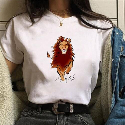 90S Summer Lion Printed T-Shirts Women fashion Graphic Tees Fashion Women Tops Funny Vintage Casual Female Tshirt