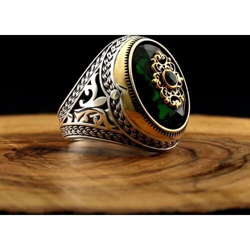 925 Sterling Silver Natural Stone Ring For Men Aqeq Onyx Zircon Stones Jewelry Fashion Vintage Gift Mens Accessory All Size