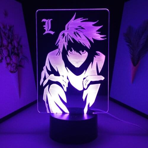 Death Note Anime Figure L Lawliet LED Night Light for Room Store Decor Idea Cool Kids Child Bedroom Manga Death Note Table Lamp