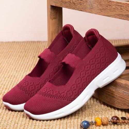 2021 Summer Fashion Womens Ballet Flats Mesh Breathable Slip On Shoes Elderly Women Tennis Shoes Ladies Sport Sneakers