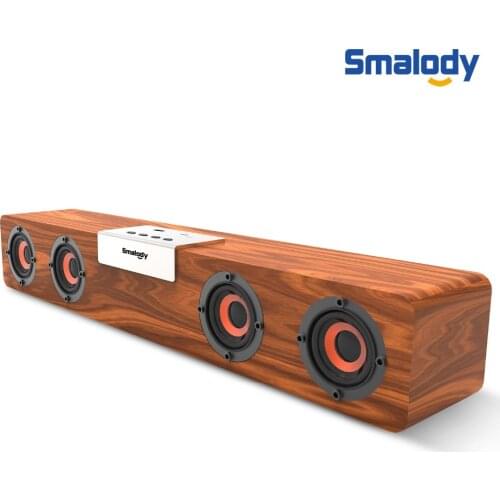20W Soundbar Wireless Bluetooth v5.0 TWS Powerful Stereo Wooden Speaker Music Subwoofer Computer TF FM Radio For Home PC