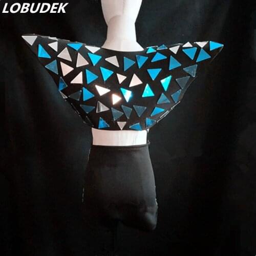 Sparkly Silver Mirror Armor Sequins Waistcoat Vest Bar Women Singer Dancer Stage Performance Show Dance Costume Mirror Vests