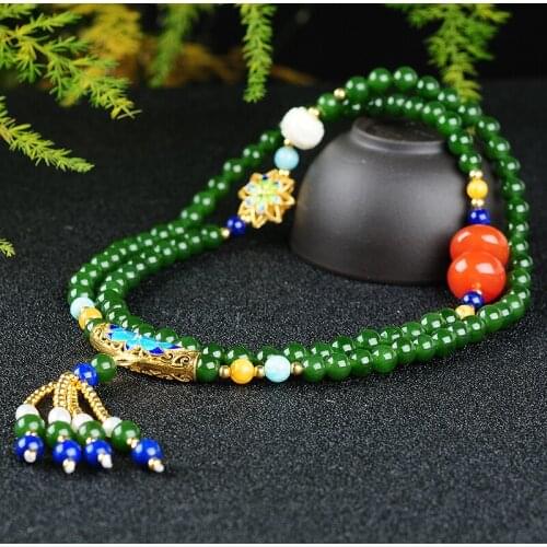Natural jade and nephrite jade bead string Bracelet three 5mm long oil circle Fashion Bracelet beads 5230