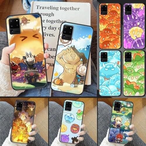 Genshin Impact Slime hilichurl Phone case For Samsung Galaxy Note 4 8 9 10 20 S8 S9 S10 S10E S20 Plus UITRA Ultra black pretty