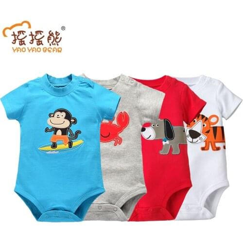 Childrens Pajamas Boys&Girls Baby Rompers Short Sleeve Cotton O-Neck 6-24M Novel Newborn Roupas de bebe Baby Clothes Body suit