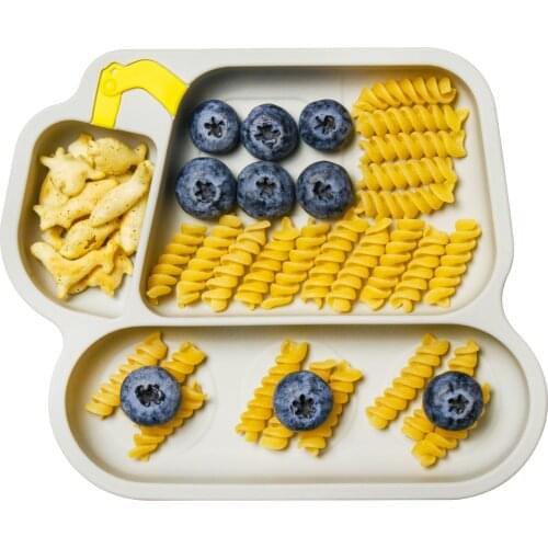 Baby Silicone Plate Excavator Cute Non-Slip Plate for Toddler Self-Feeding BLW Tableware BPA Free