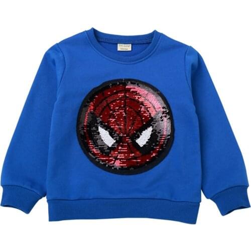 Disney 1pcs new sweater spiderman sequin magic Captain America fashion round neck long sleeve cotton breathable boy sweater