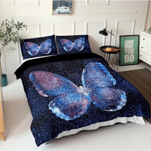 Fanaijia Luxury Bedding Set Cartoon Butterfly Duvet Cover and Pillowcase Kids Bedroom King Size Comforter Set