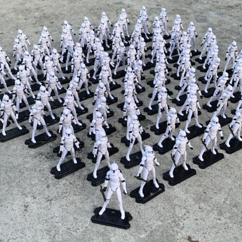 LOT 100Pcs Star Clone Republic Trooper 3.75" Action Figures Model With Stand Base Weapon Accessories Clone Wars Movie Toy Gift