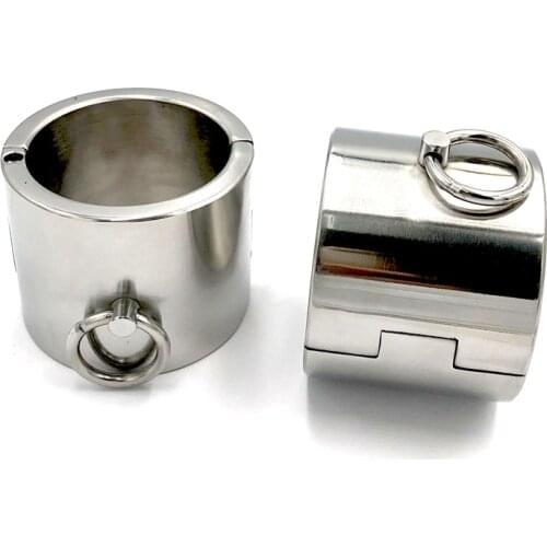 6cm High Stainless Steel Bondage Bangle Wrist Cuffs Metal Bracelet Handcuffs Restraint Adult BDSM Sex Toy For Male Female 611