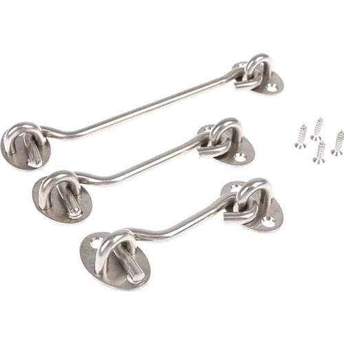 7 Size 1set Stainless Steel Cabin Hook Eye Shed Gate Door Latch Silent Holder Window Cabin Hook And Eye Latch Lock Shed Gate