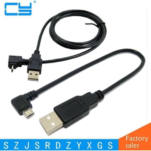 Left/Right Angled 90 Degree Micro USB Male to USB Data Charge Cable for Cell Phone & Tablet