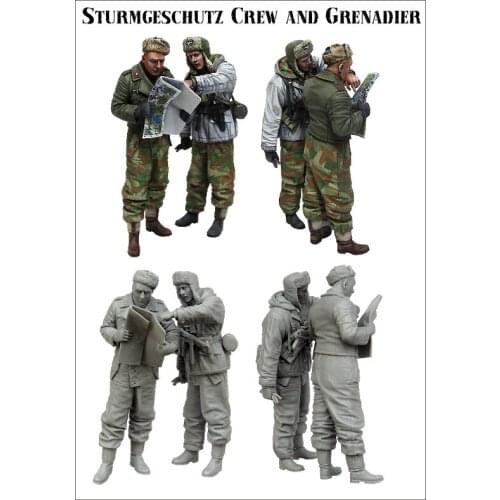 1:35 Scale Sturmgeschutz Crew And Grenadier Miniatures Unpainted Resin Model Kit Figure