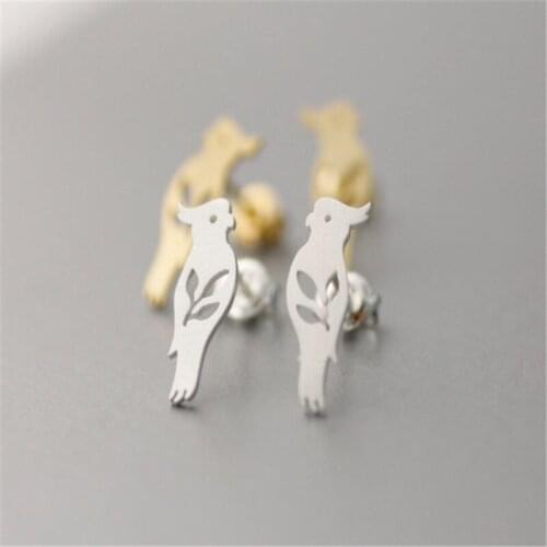 Fashion Jewelry New Tiny Parrot Silver Bird Earrings For Women Animal Bird Earrings charm pretty gift jewelry