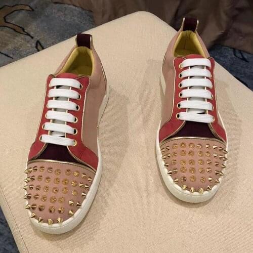 2021 New designer Spikes Leather shoes Causal Flats Handmade Fashion Moccasins Male Rock hip hop shoes For Man