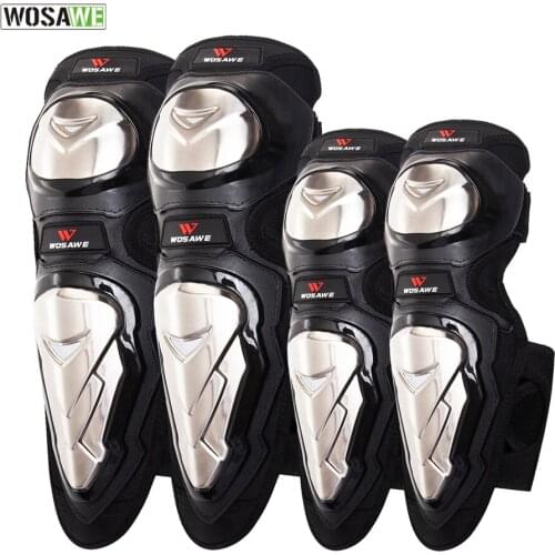 Stainless Steel Elbow Knee Protector Motorcycle Bike Downhill Knee Support Calf Shin Guards Protective Gear Motorcoss Knee Pads
