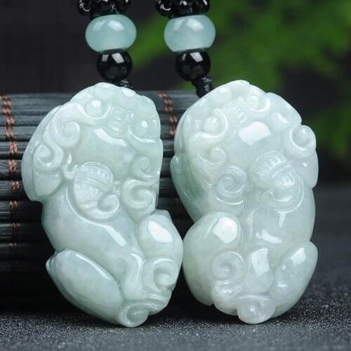 Natural Myanmar jadeite hand-carved brave troops pendant simple retro pendant jewellery couples for women men lucky