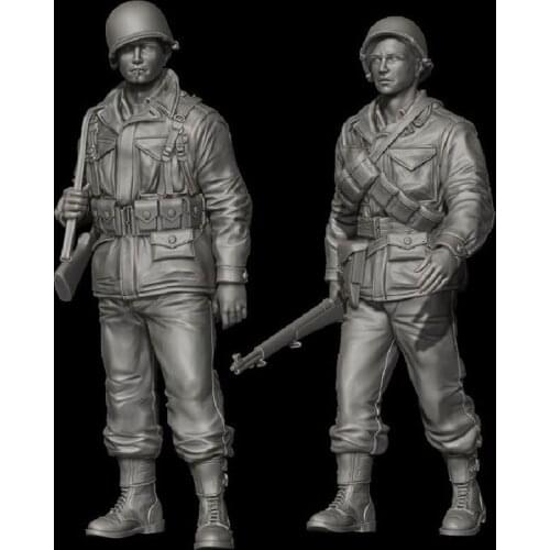 2pcs Unpainted Soldiers GK Resin Figure 1/35 Scale Model Kit Resin Colorless Self-Assembled Toy No.145
