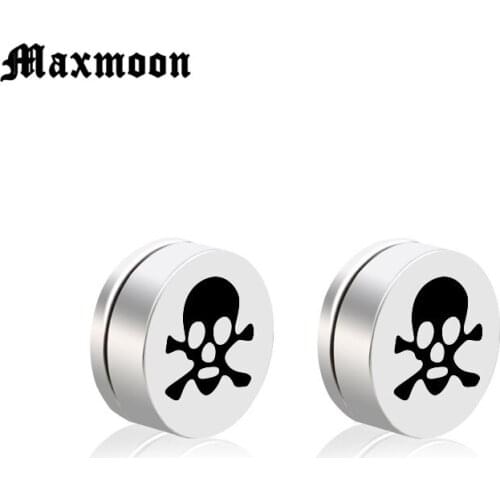 Maxmoon 2019 New Punk Mens Strong Magnet Magnetic Ear Stud Set Non Piercing Earrings Fake Earrings Gift for Boyfriend Jewelry