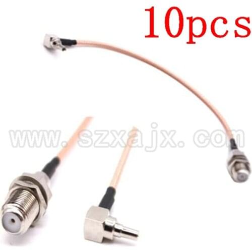 Wholesale 10pcs RF connector F female to CRC9 male right angle type RG316 Pigtail HuaWei antenna Cable 15CM Fast shipping