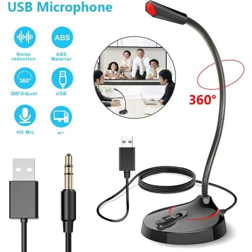 Flexible Stand Mini Studio Speech Microphone USB Gooseneck Professional Mic Wired Microphone for Computer PC Desktop Notebook