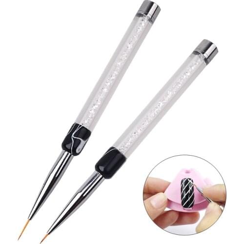 Super Thin Crystal Nail Pen Carved Transparent Painted Pen Pull Line Sequin Rod Nail Polish Beauty Brush Set Tool