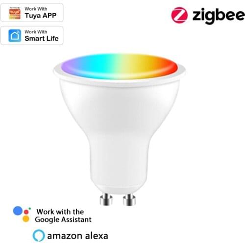 Tuya Zigbee3.0 GU10 LED Spotlight Bulb RGB Spotlight Voice Remote Control Compatible With Alexa Google Home Smart Home