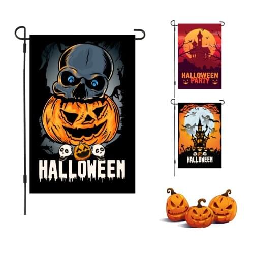 45*30cm Halloween Decoration Maple Leaf Pumpkin Ghost Pattern Garden Flag Patio Decor Thanksgiving Party Props Supplies