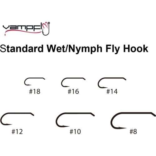 Vampfly 20pcs Barbed Wet Nymph Fly Tying Hook Ultra Sharp Trout Fly Tying Hook Stonefly Caddis