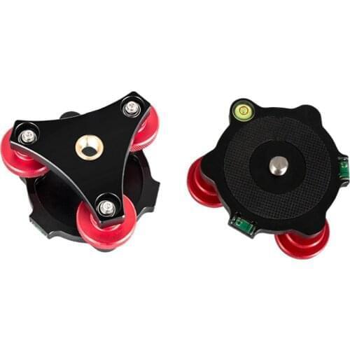 LP-64 Camera Tripod Head Leveling Base Aluminum Alloy Triple-wheel Precision Leveler Bubble Level 3/8" Screw Load 15kg