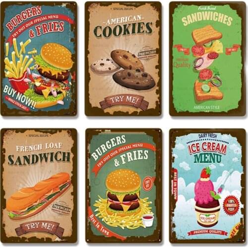 [XIEXIE]customizable Cake Metal Poster Plaque Metal Vintage Bakery Kitchen Decor Sign Wall Decor Metal Tin Sign Plaque