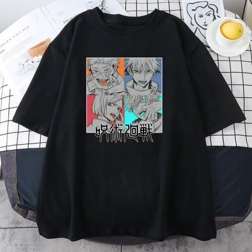 Jujutsu Kaisen Anime Print T Shirts Women Summer Short Sleeve Loose Casual Streetwear Tee Shirts Female Harajuku Comics T-shirt