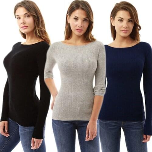 Spring Autumn New Fashion Women Long Sleeve Slim Casual Tops Blouse Pullover Knitted Sweater Casual Womens Knitwear Tops