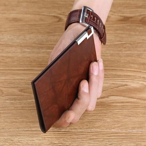 100% Leather Wallet mens fashion high-end large capacity metal buckle multi clip Mini Wallet Credit card drivers license clip
