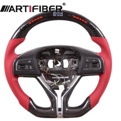 100% Real Carbon Fiber LED Red Steering Wheel for Maserati Granturismo,Ghibli,Levante，Turismo，Quattroporte,GranCabrio